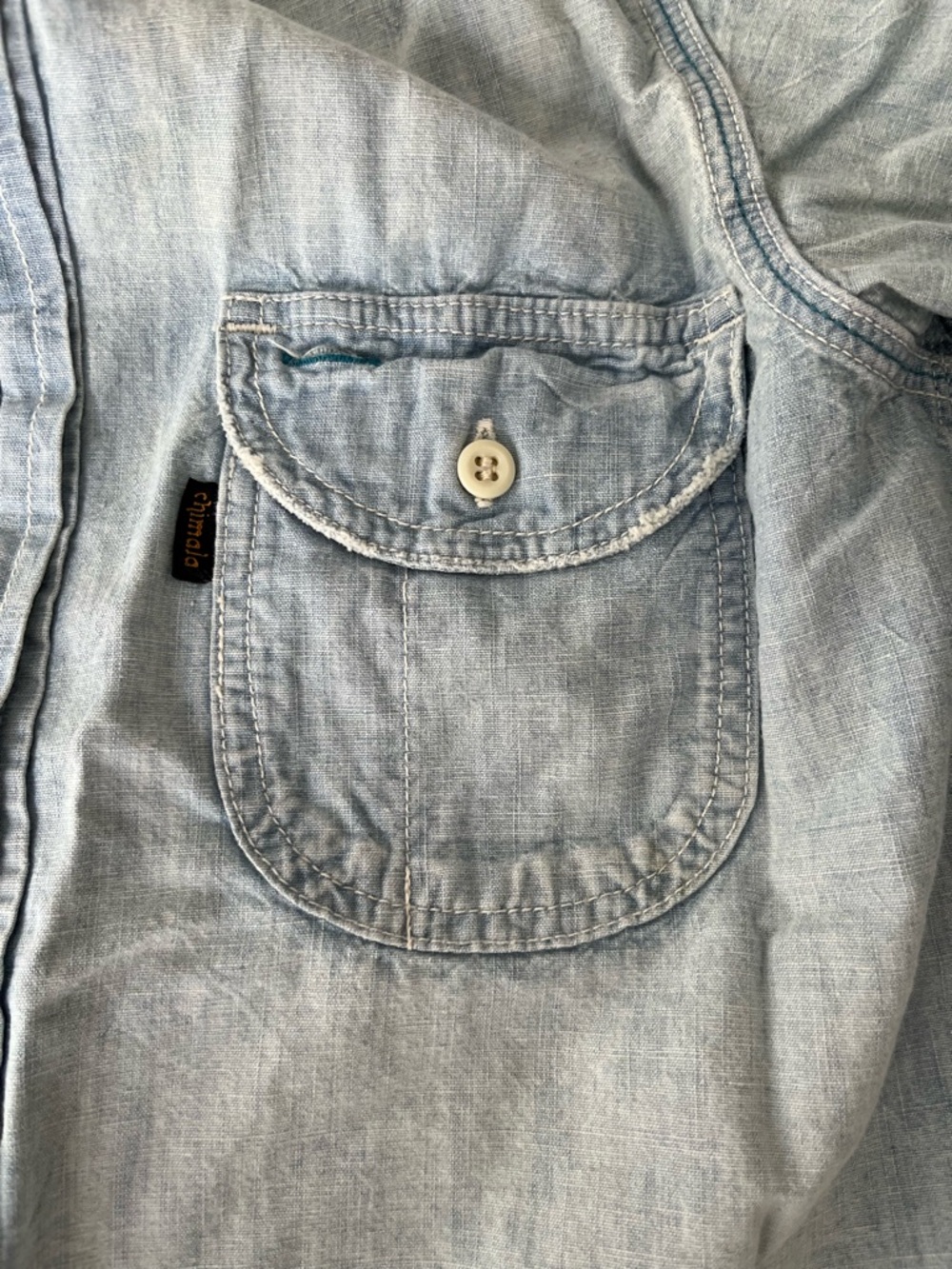 Vintage Light Wash Denim Shirt - Women's Light Blue Casual Button-Up - Picture 4 of 12